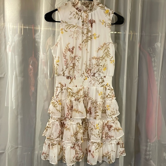 NWOT 1. State Sleeveless Halter Tiered Florals Mini Dress - Picture 2 of 9